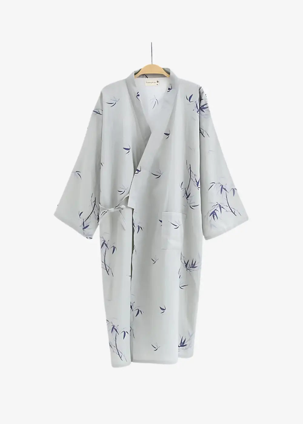 Peignoir Kimono Homme Gaze de Coton Gris Clair