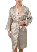 Peignoir Kimono Homme Imprimé Satiné Beige