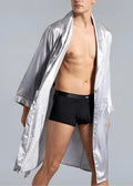 Peignoir Kimono Homme Imprimé Satiné Gris