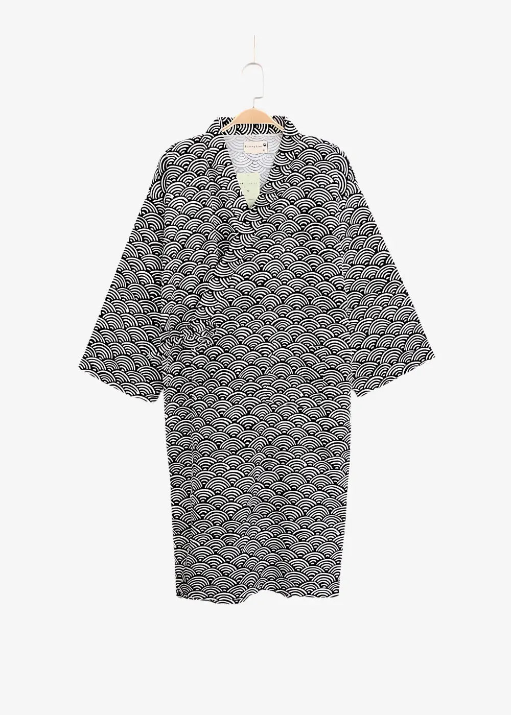 Peignoir Kimono Homme Vagues Noires et Blanches