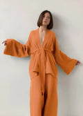 Pyjama Kimono Femme en Coton Orange