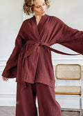 Pyjama Kimono Femme en Coton Rouge Pourpre