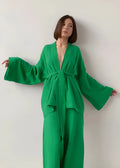 Pyjama Kimono Femme en Coton Vert Vif