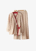 Pyjama Kimono Femme en Gaze De Coton Beige
