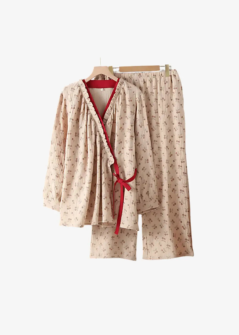 Pyjama Kimono Femme en Gaze De Coton Beige
