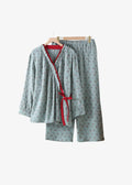 Pyjama Kimono Femme en Gaze De Coton Bleu