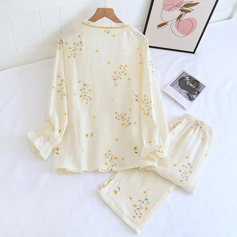 Pyjama Kimono Femme Fleuri En Coton