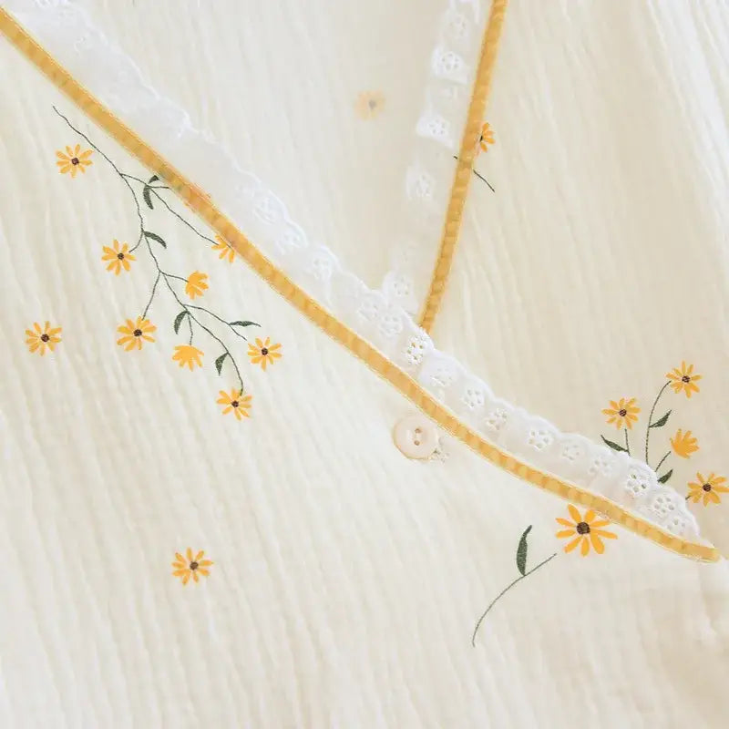 Pyjama Kimono Femme Fleuri En Coton