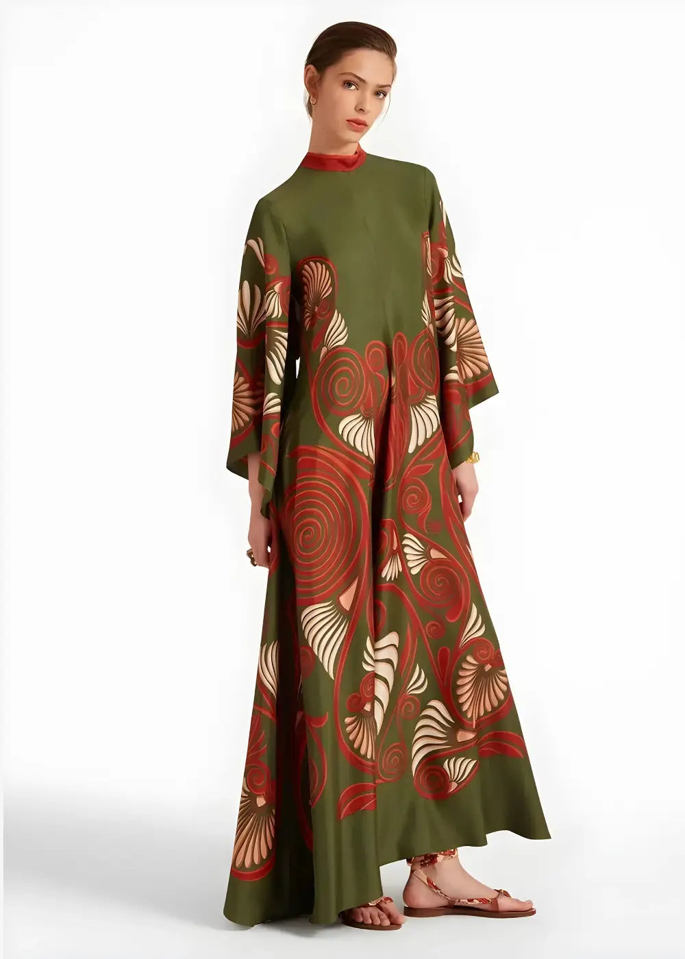 Robe Kimono Femme Verte et Rouge