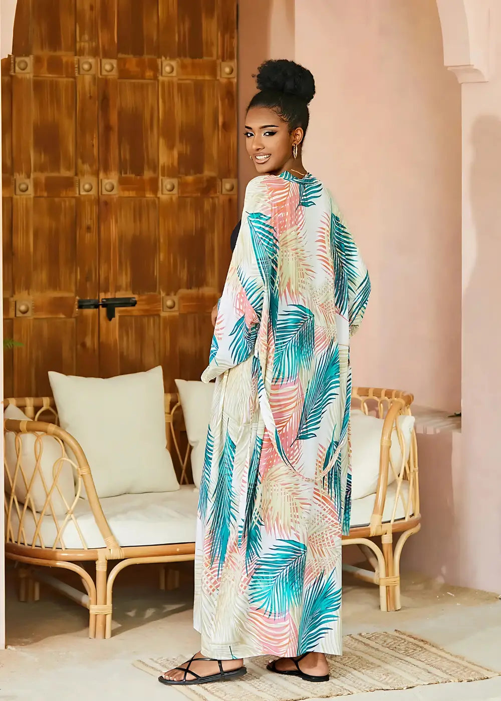 Robe Kimono Feuilles de Palmier