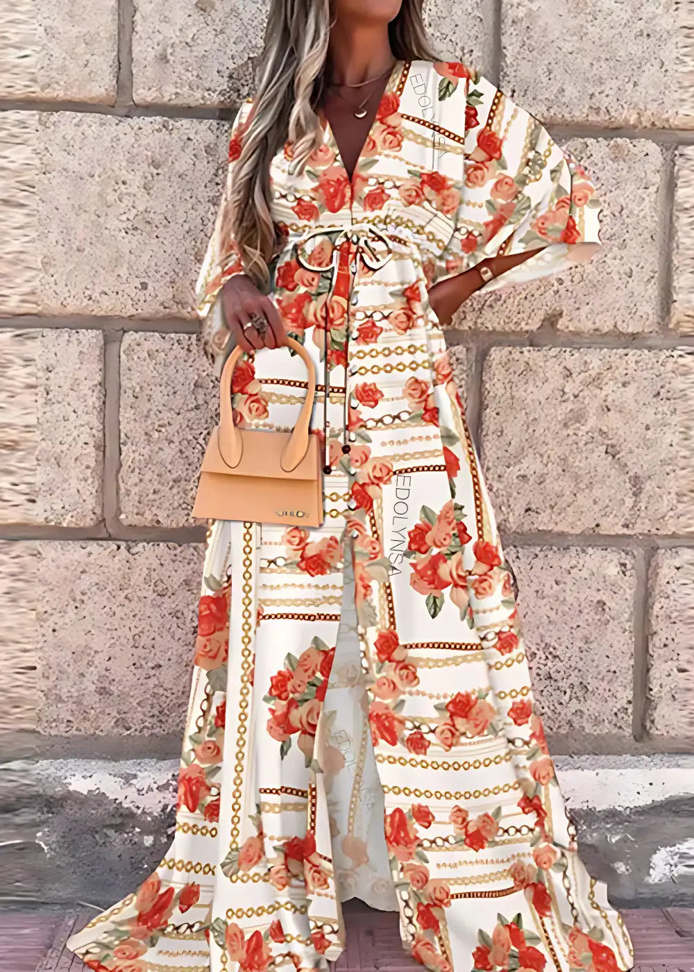 Robe Kimono Fleurs Rose