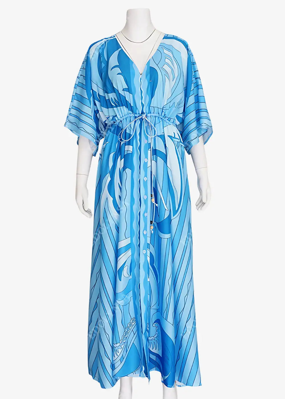 Robe Kimono Fluide Bleue