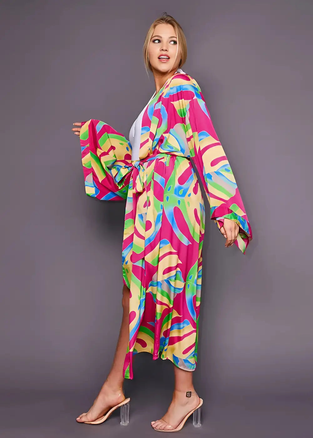 Robe Kimono Longue Multicolore