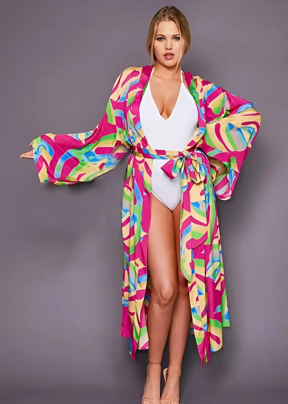 Robe Kimono Longue Multicolore