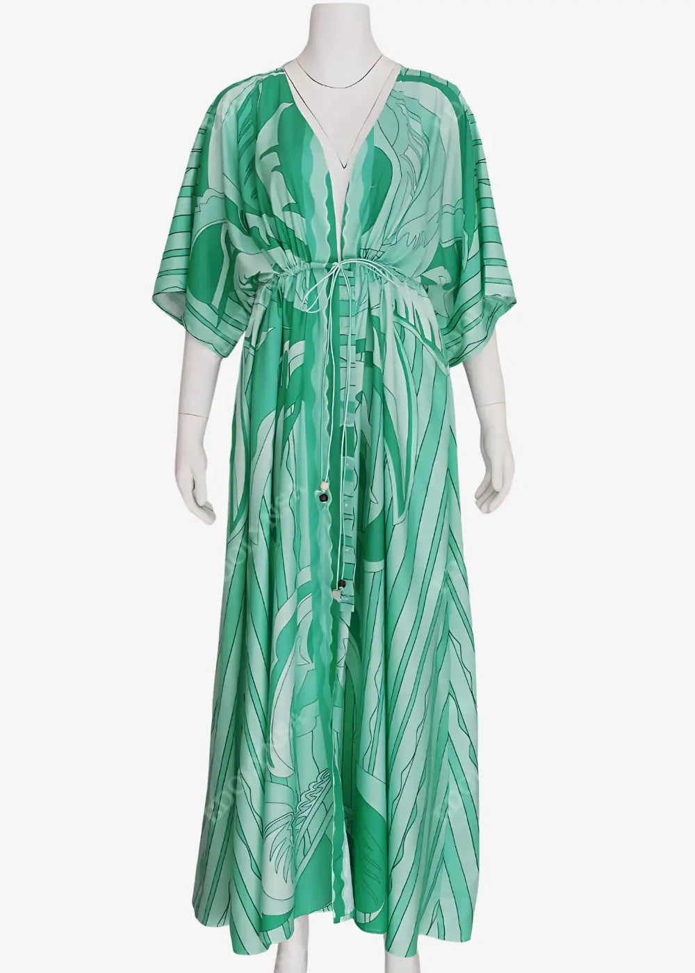 Robe Kimono Longue Verte