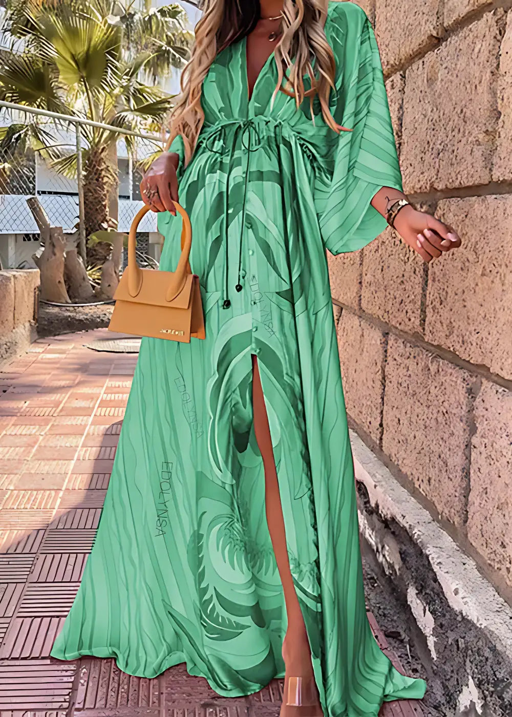 Robe Kimono Longue Verte