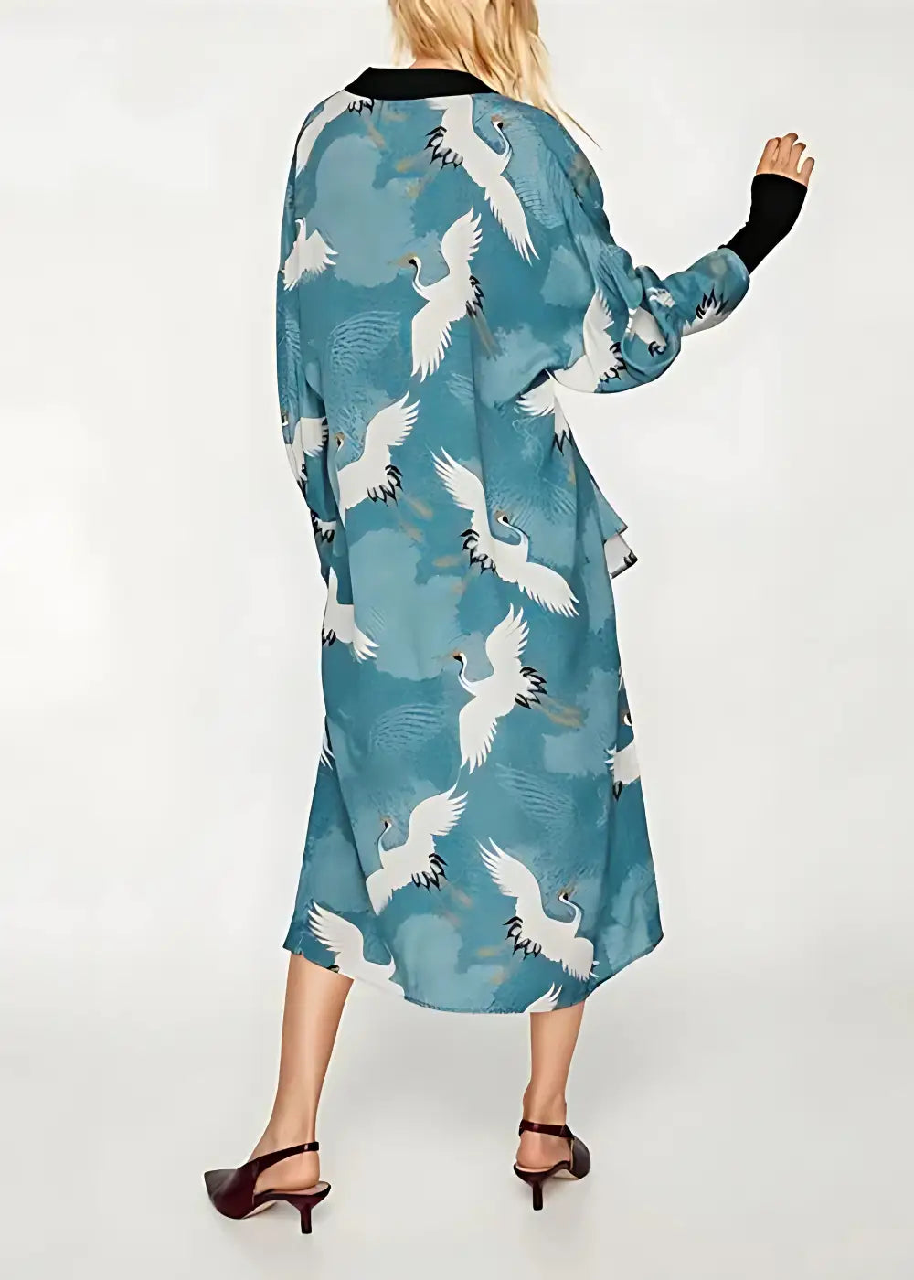 Robe Kimono Motif Grues