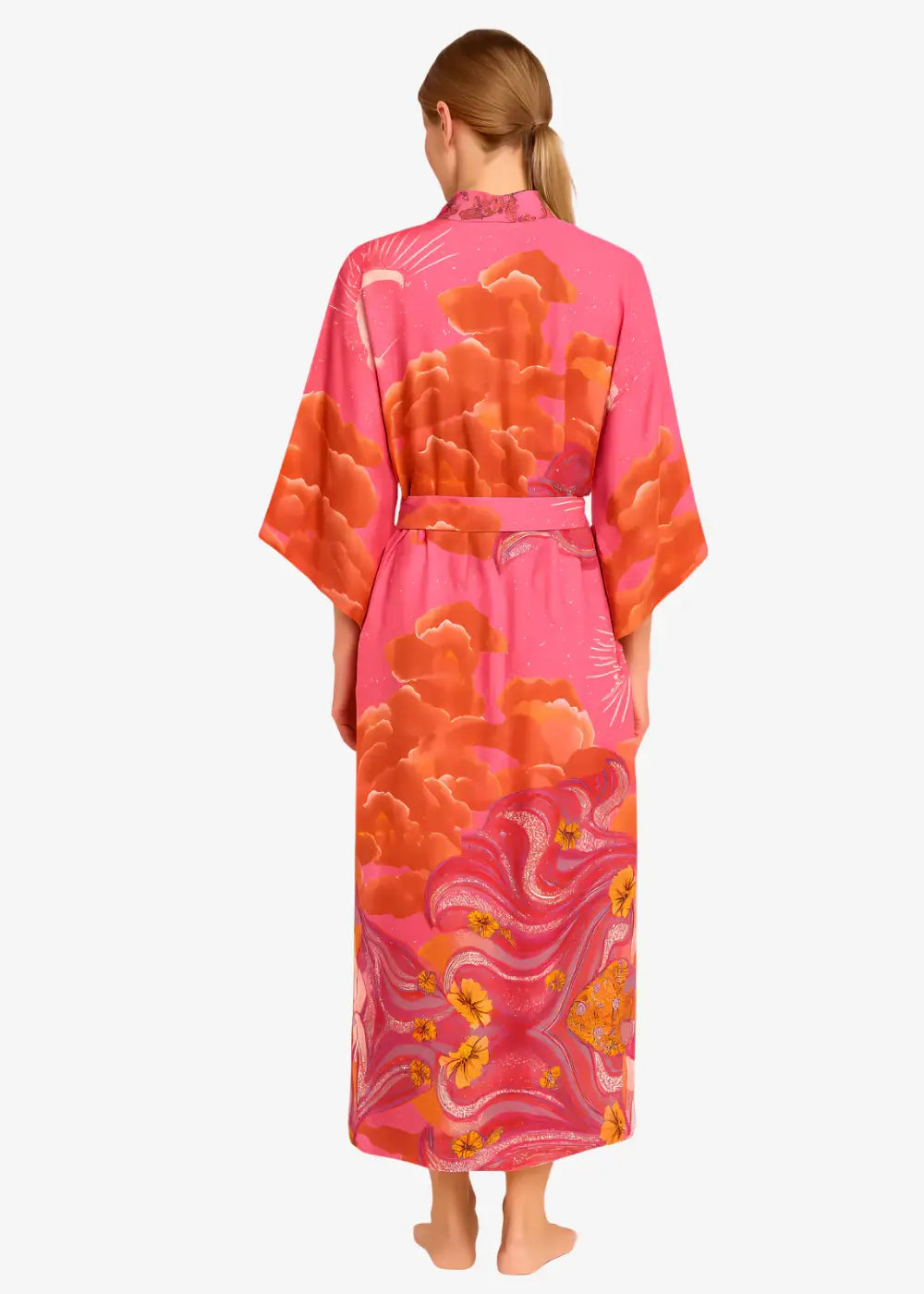Robe Kimono Rose Orangée