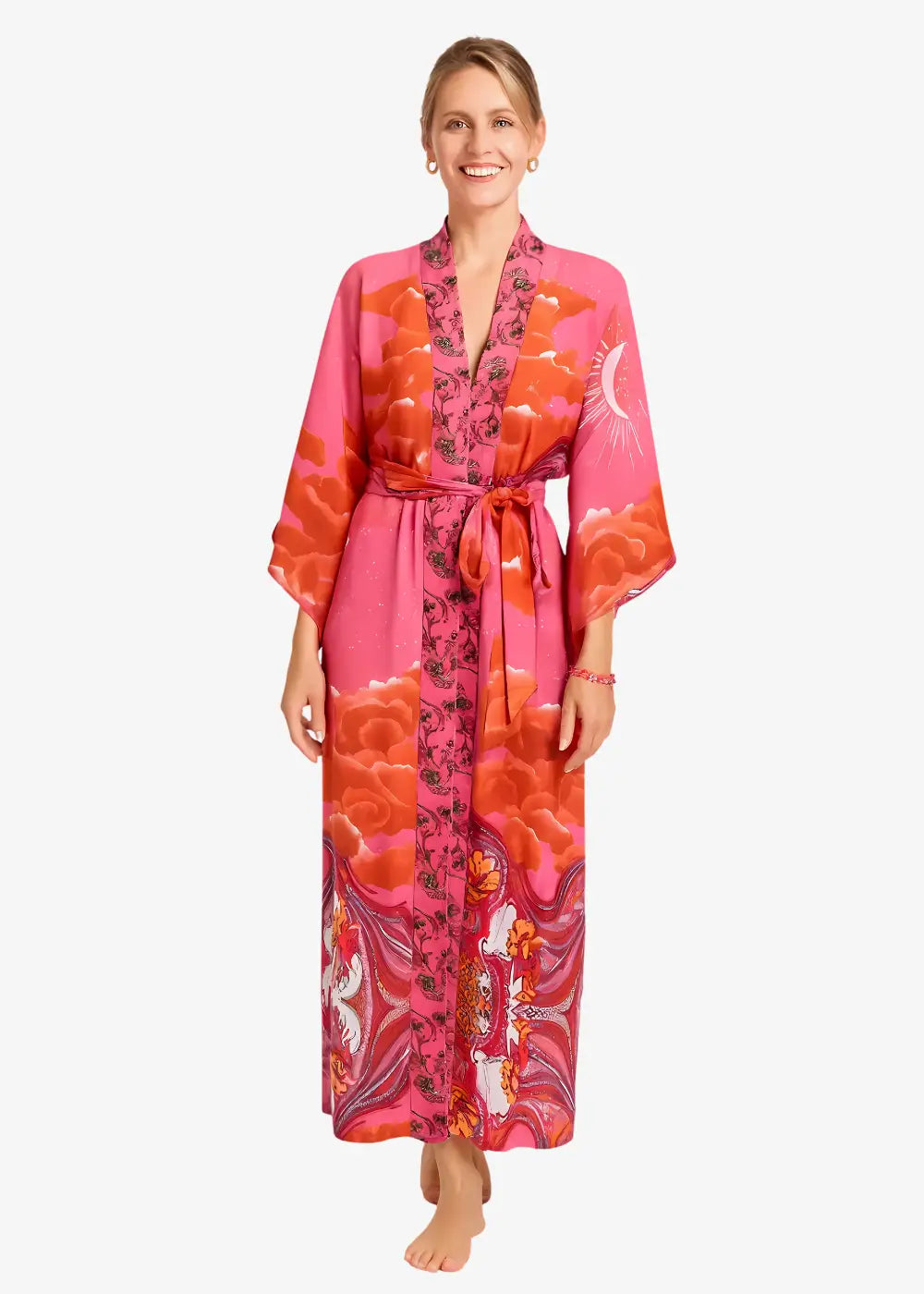 Robe Kimono Rose Orangée