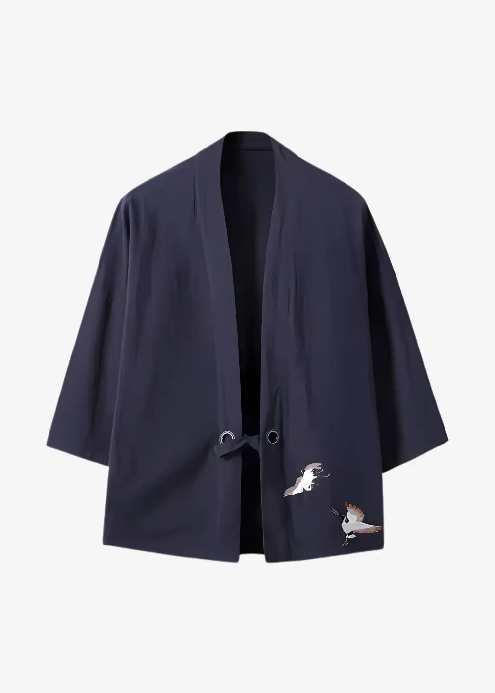 Veste Kimono Bleu Nuit Grues Japonaise