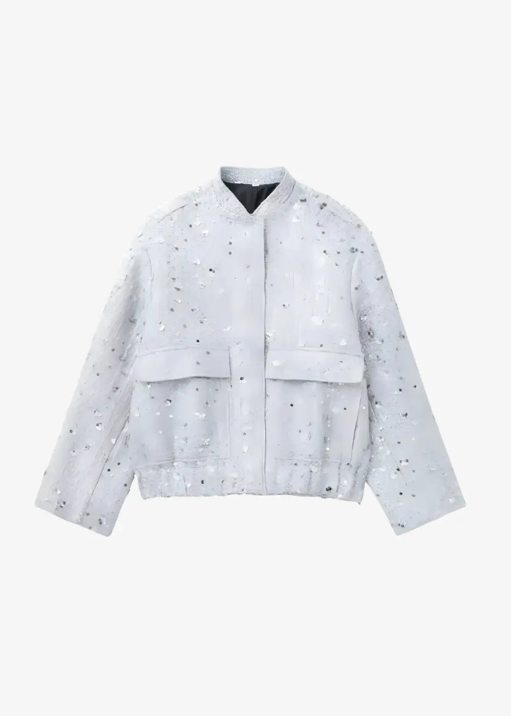 Veste Kimono Femme Grise à Paillettes