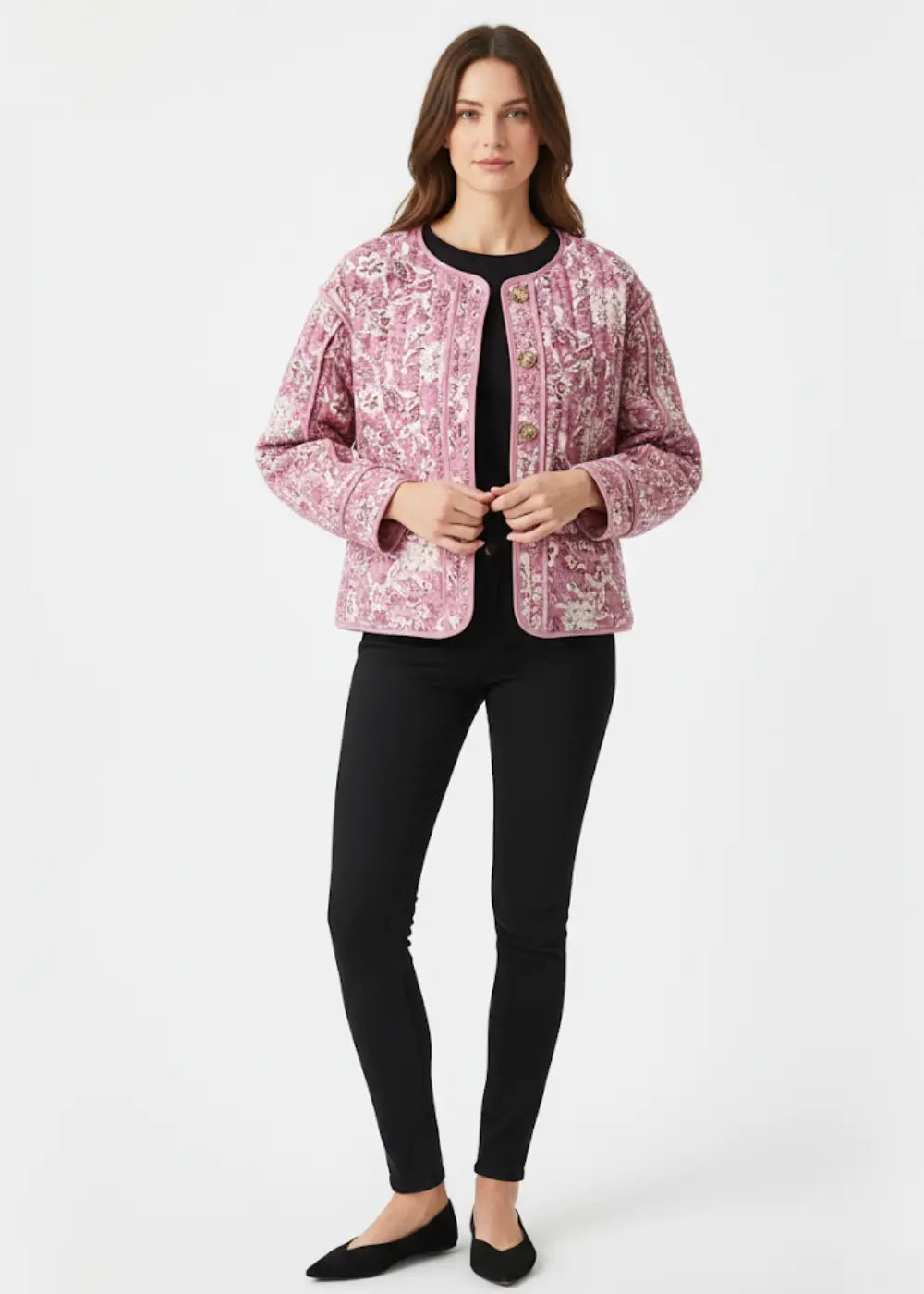Veste Kimono Fleurs Rose