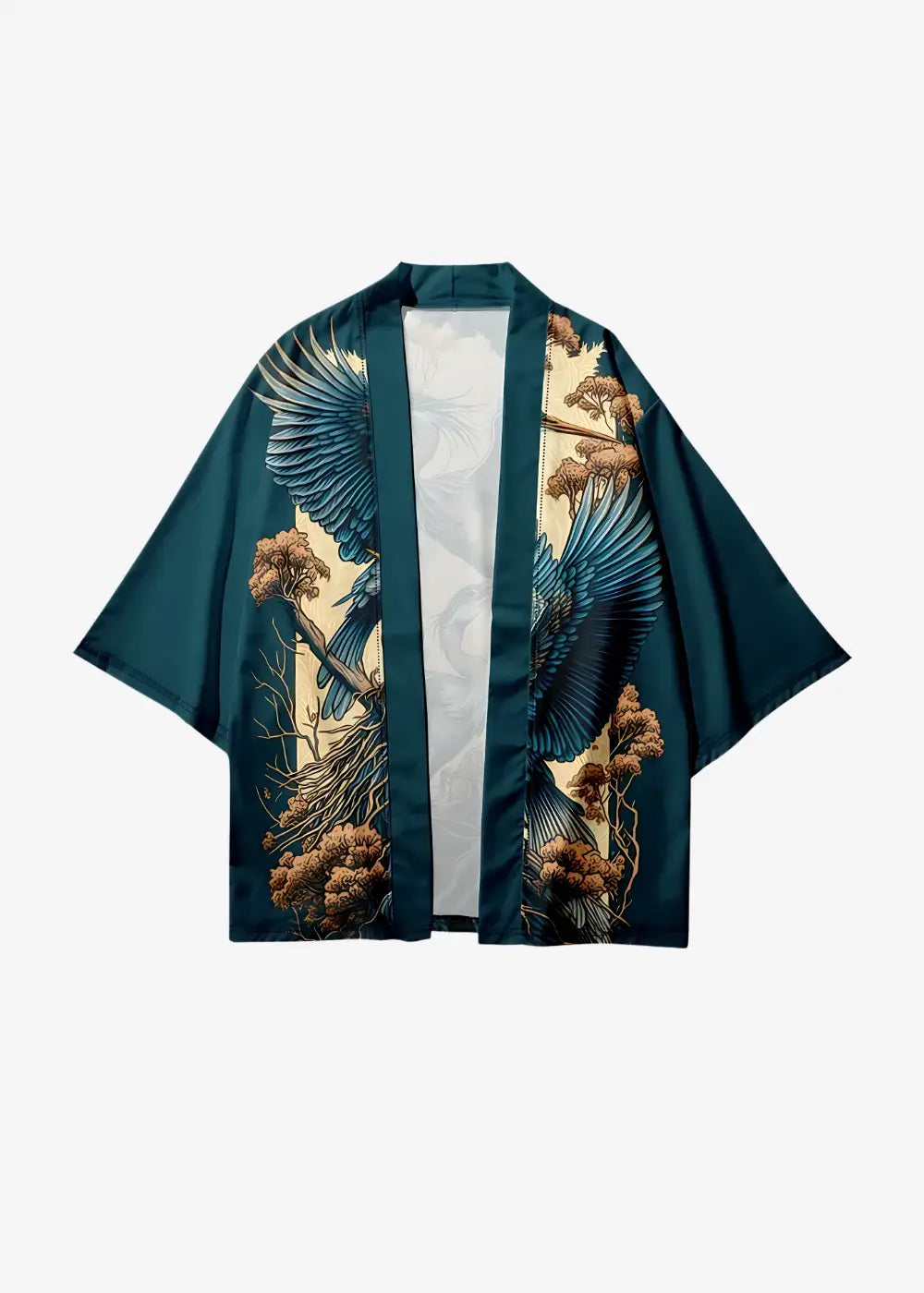 Veste Kimono Grues Bleues