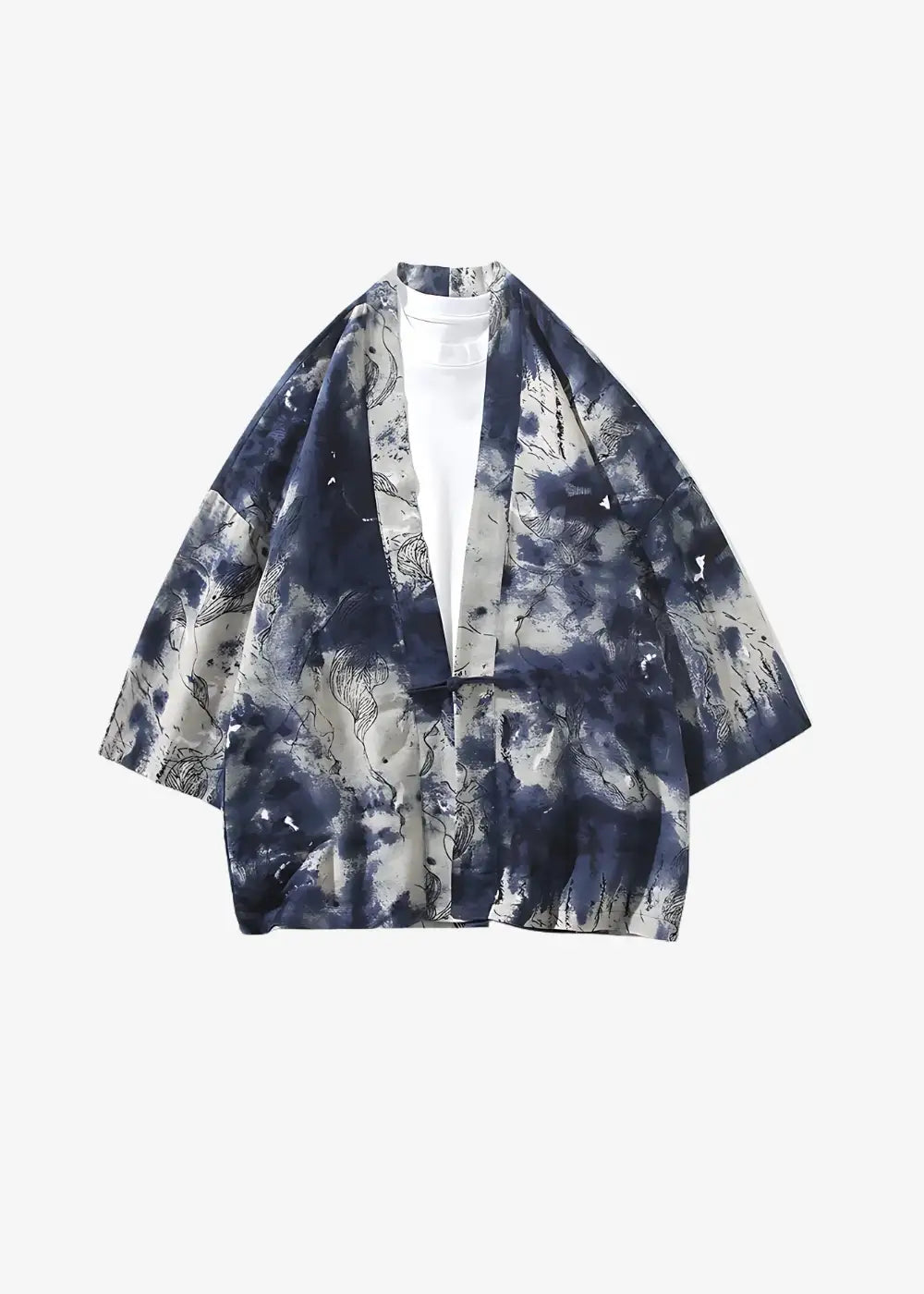 Veste Kimono Homme Bleu Et Blanc
