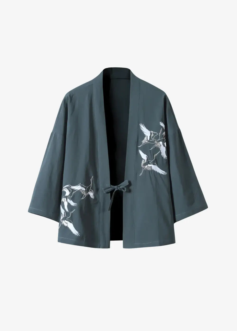 Veste Kimono Homme Bleu Pétrole Coton | Grues