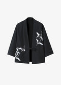 Veste Kimono Homme Noir en Coton | Grues