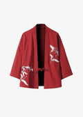 Veste Kimono Homme Rouge en Coton | Grues
