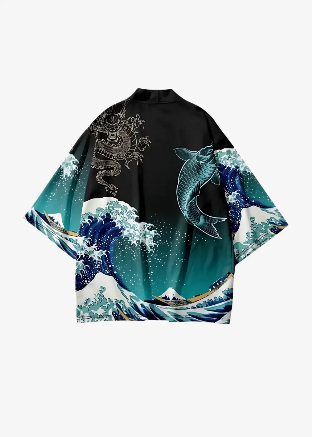 Veste kimono imprimée mer agitée