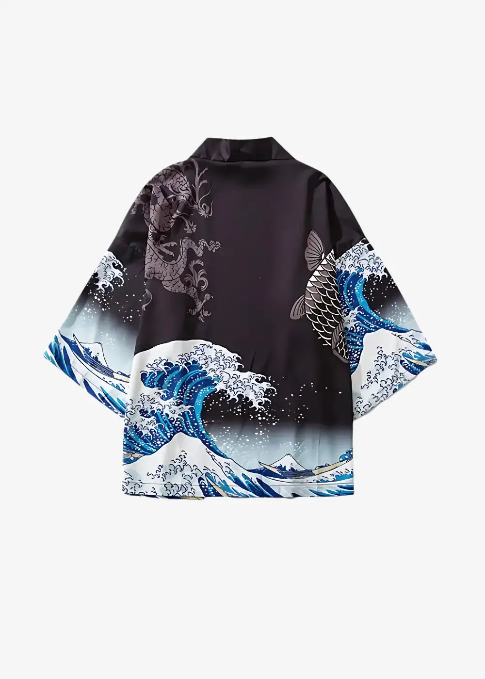 Veste kimono imprimée mer agitée