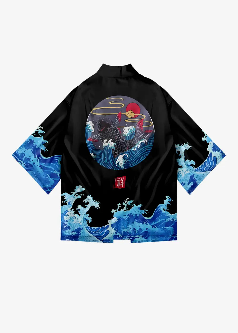 Veste kimono imprimée mer agitée