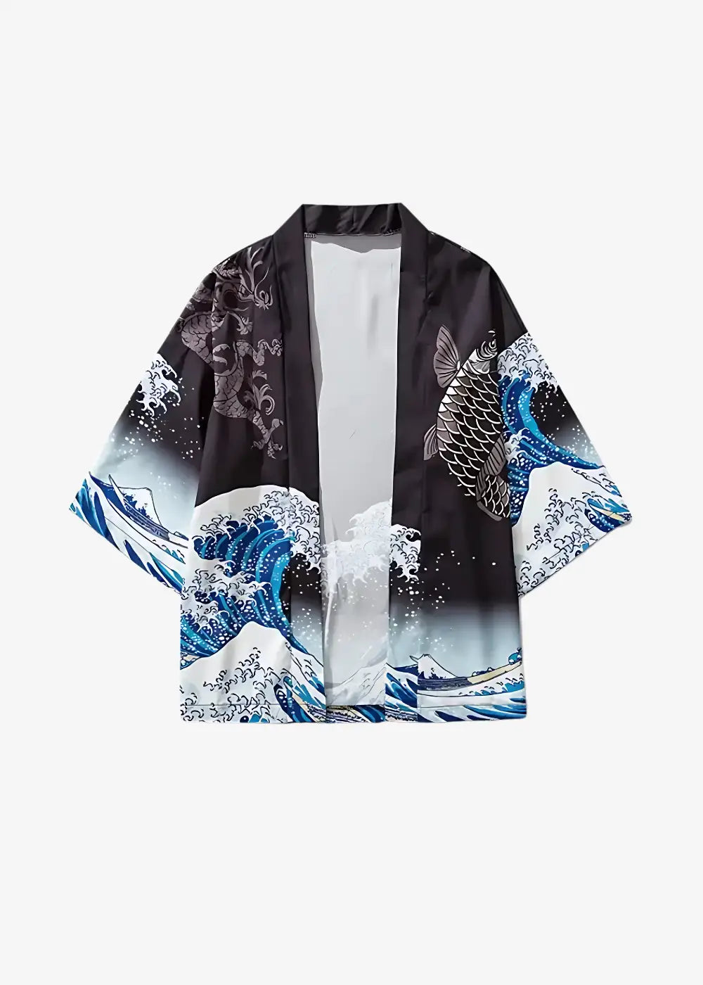 Veste kimono imprimée mer agitée