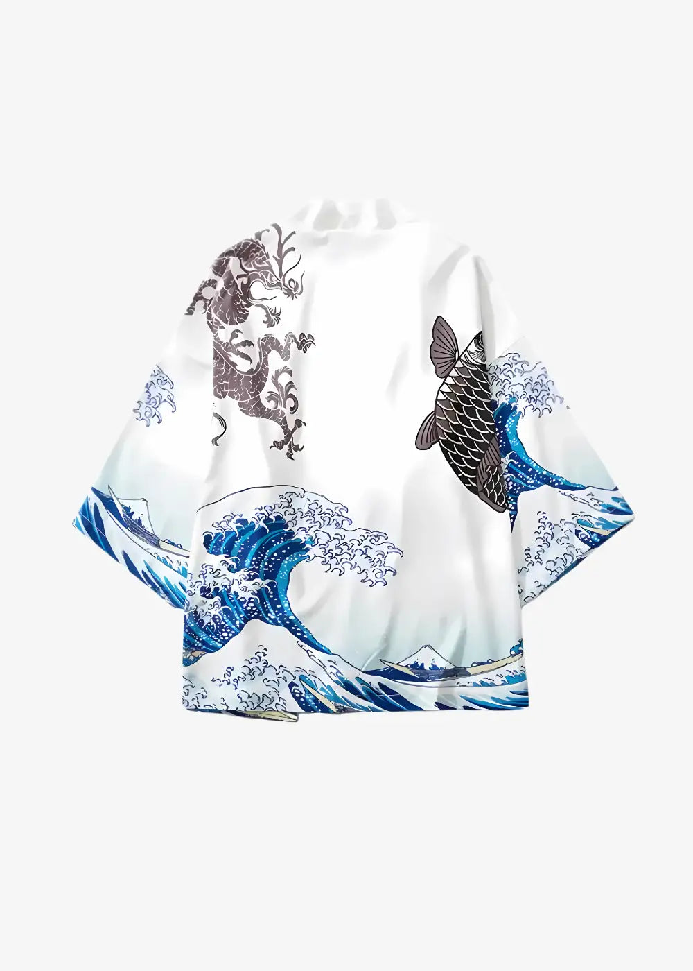 Veste kimono imprimée mer agitée