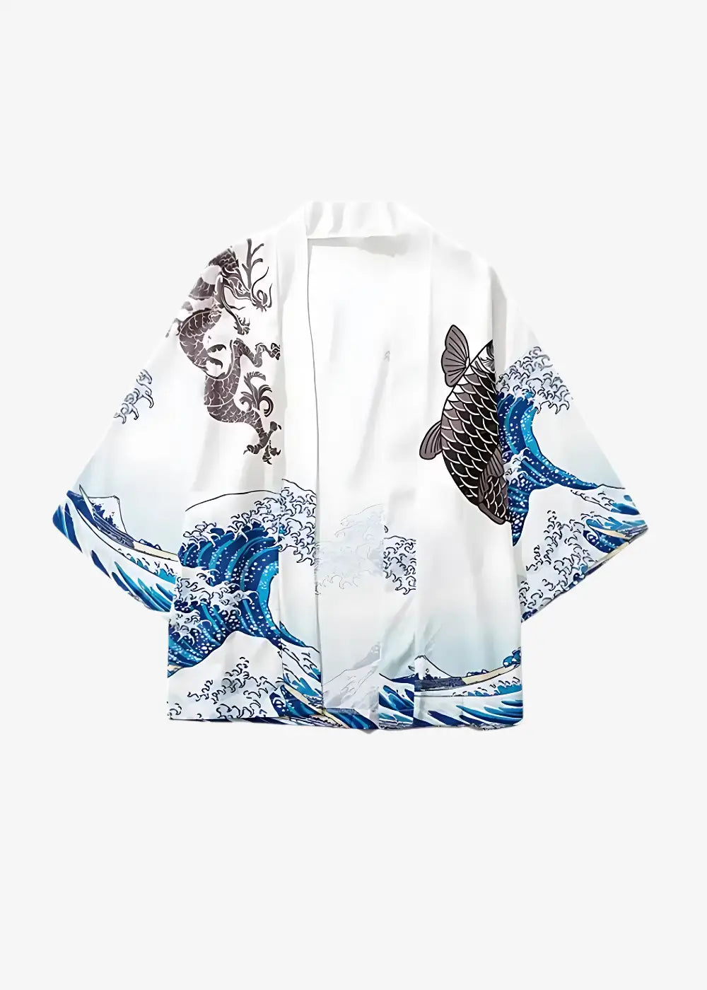Veste kimono imprimée mer agitée