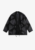 Veste Kimono Imprimée Noire