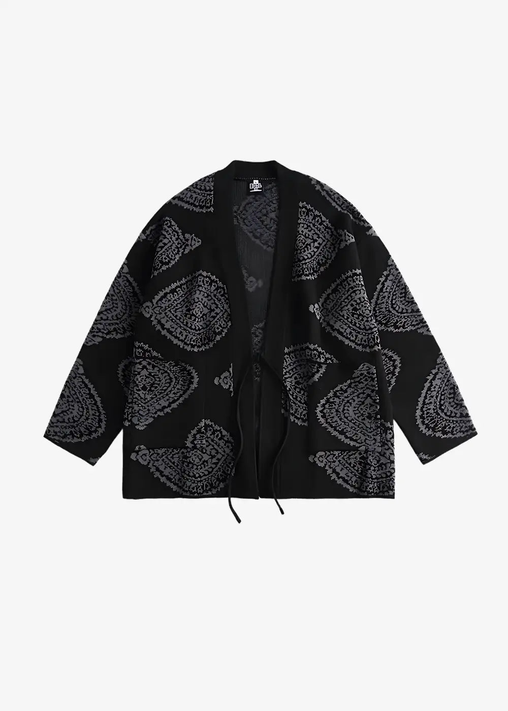 Veste Kimono Imprimée Noire