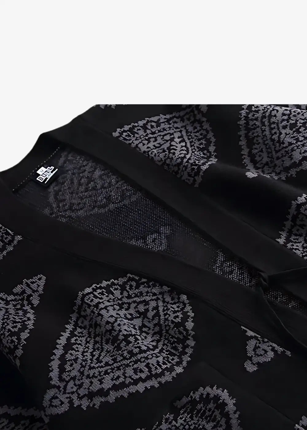 Veste Kimono Imprimée Noire