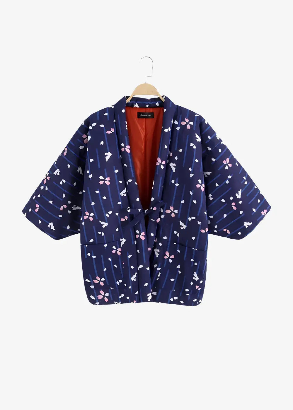 Veste Kimono Matelassée Bleu Foral