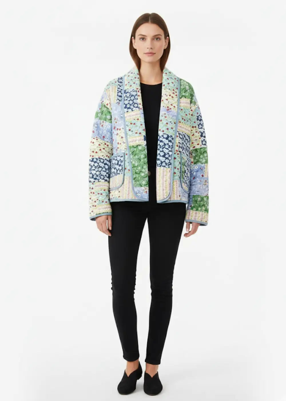 Veste Kimono Matelassée Femme Fleuri Colorée