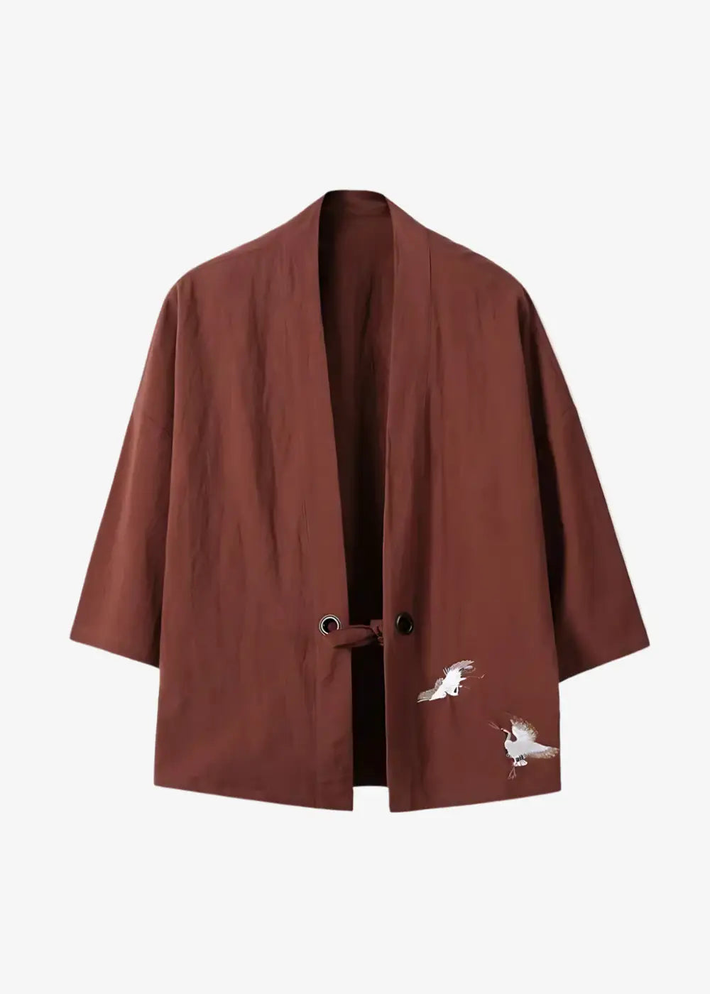 Veste Kimono Rouge Vin Grues Japonaise
