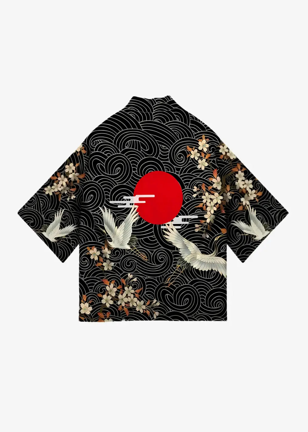 Veste Kimono Style Japonais Grues