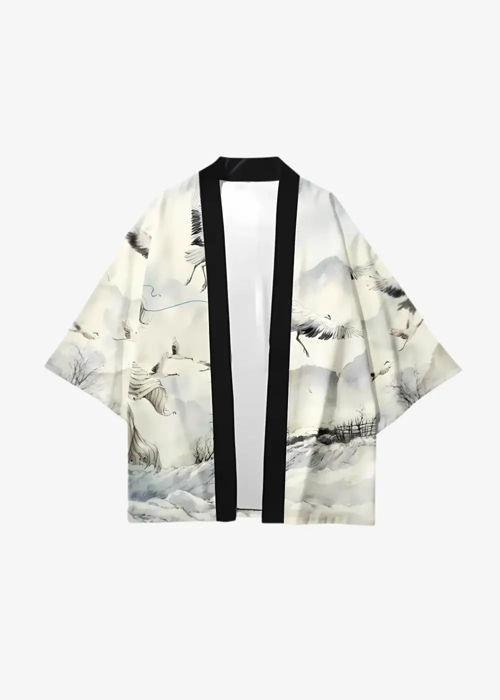 Veste Kimono Style Japonais Grues
