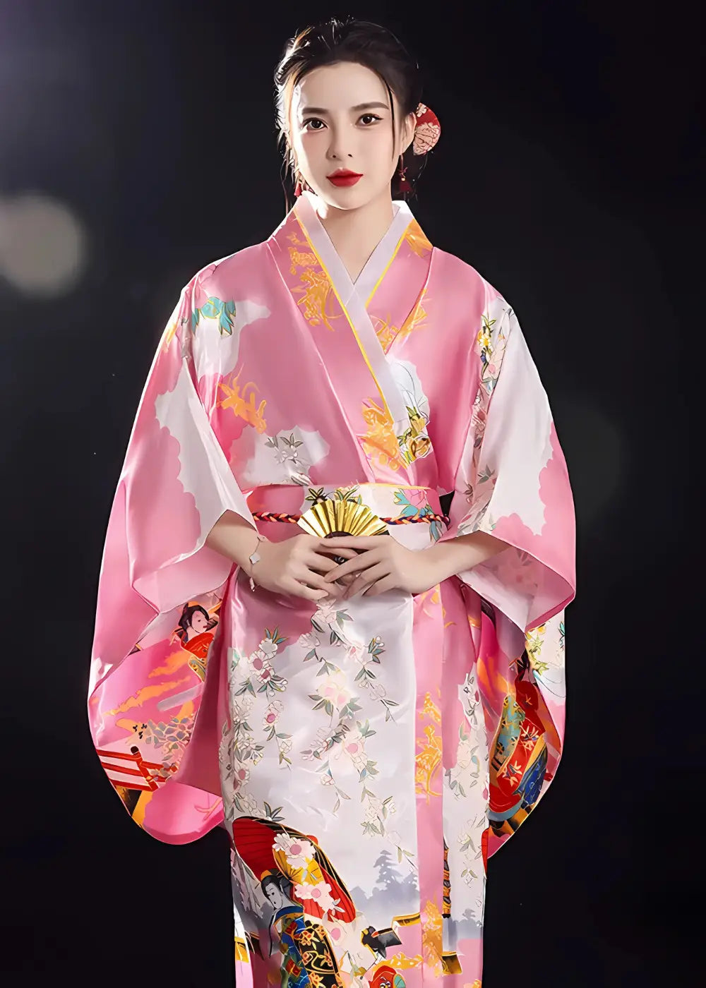 Yukata Kimono Femme Japonais Avec Obi
