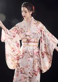 Yukata Kimono Femme Japonais Avec Obi Beige